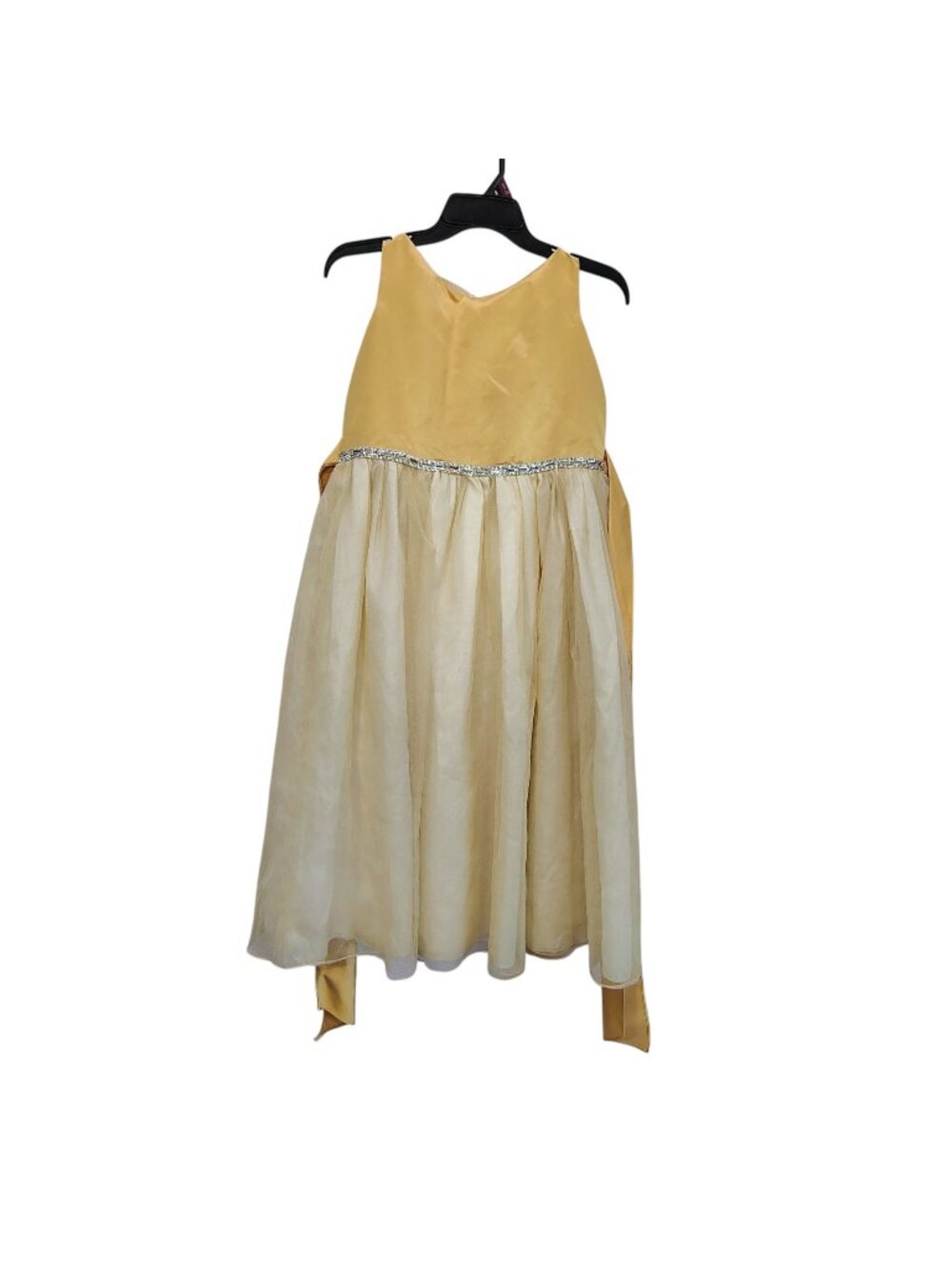 Chic Dress Girls Medium Yellow Princess Sleeveless Hip Scarf Ribbon Belt Princes